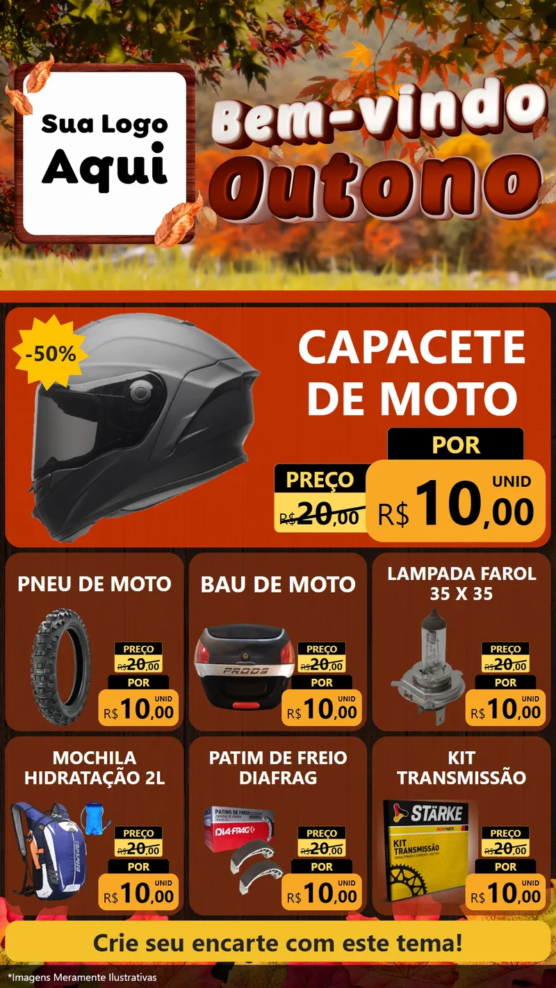 Modelo de Rede Social para Stories com o tema Bem-vindo Outono para Moto peças