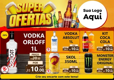 Modelo de Encarte para Encarte A4 Horizontal com o tema Super Ofertas para Distribuidora de bebidas