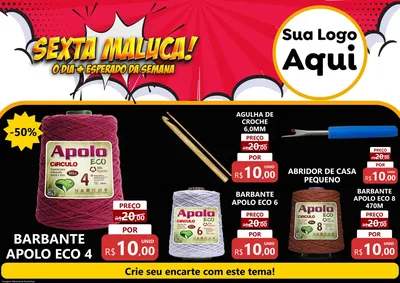 Modelo de Encarte para Encarte A4 Horizontal com o tema Sexta Maluca! para Armarinho e Aviamentos