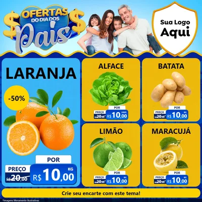 Modelo de Rede Social para Feed Facebook com o tema Ofertas do Dia dos Pais para Hortifrúti