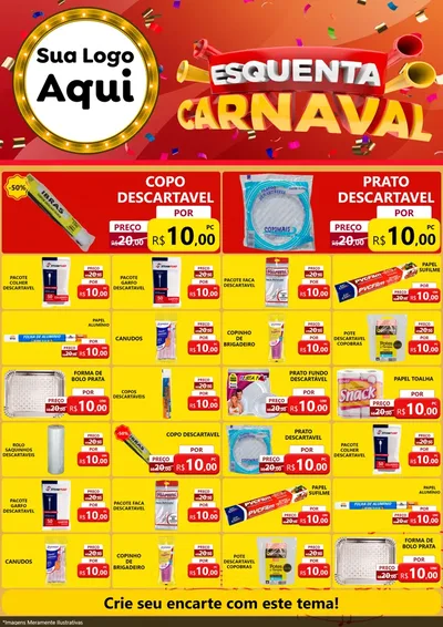 Modelo de Encarte para Encarte A4 Vertical com o tema Esquenta Carnaval para Embalagens