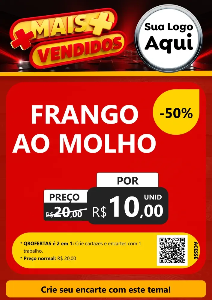 Modelo de Cartaz para Cartaz A4 Vertical com o tema Mais Vendidos para Restaurante