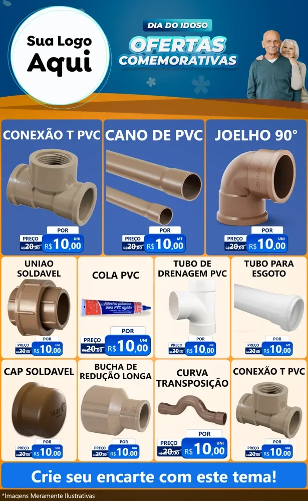 Modelo de Encarte para Encarte Grande com o tema Dia do Idoso para Tubos e conexões