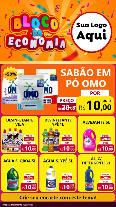 Modelo de Rede Social para Stories com o tema Bloco da Economia para Produtos de Limpeza