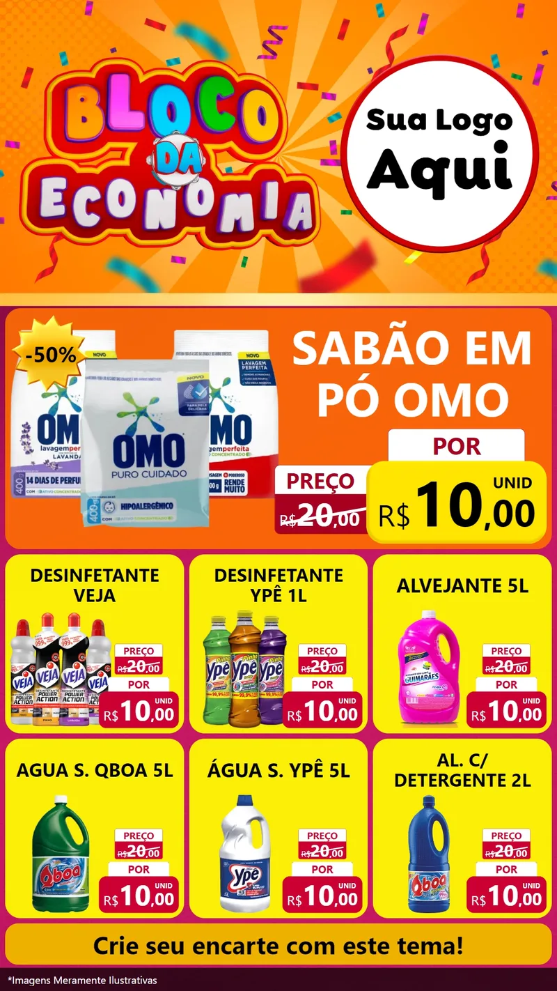 Modelo de Rede Social para Stories com o tema Bloco da Economia para Produtos de Limpeza