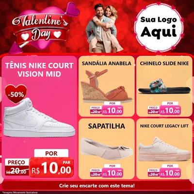 Modelo de Rede Social para Feed Facebook com o tema Valentine's Day para Calçados