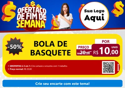 Modelo de Cartaz para Cartaz A4 Horizontal com o tema Ofertaço de Fim de Semana para Artigos Esportivos