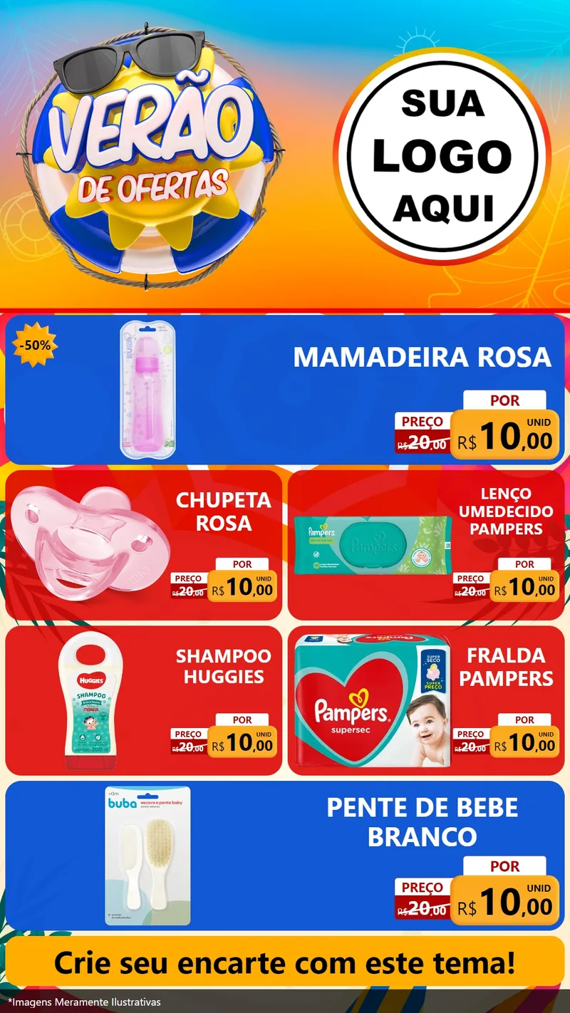 Modelo de TV para TV Vertical com o tema Verão de Ofertas para Bebês