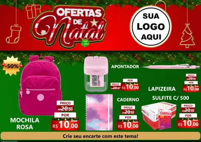 Modelo de Encarte para Encarte A4 Horizontal com o tema Ofertas de Natal para Papelaria