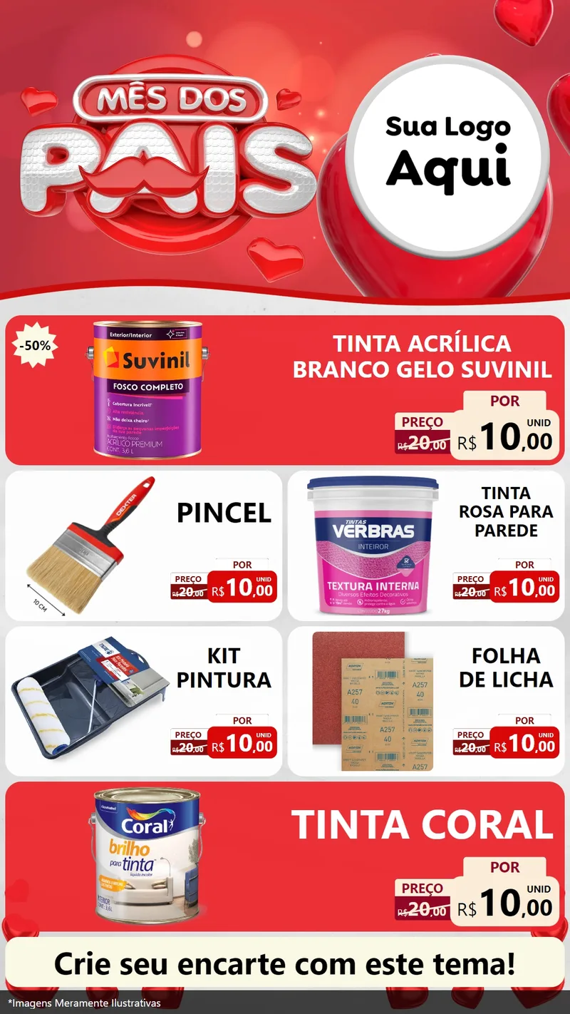 Modelo de TV para TV Vertical com o tema Mês dos Pais para Tintas e Ferramentas