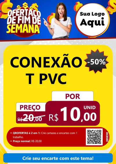Modelo de Cartaz para Cartaz A4 Vertical com o tema Ofertaço de Fim de Semana para Tubos e conexões