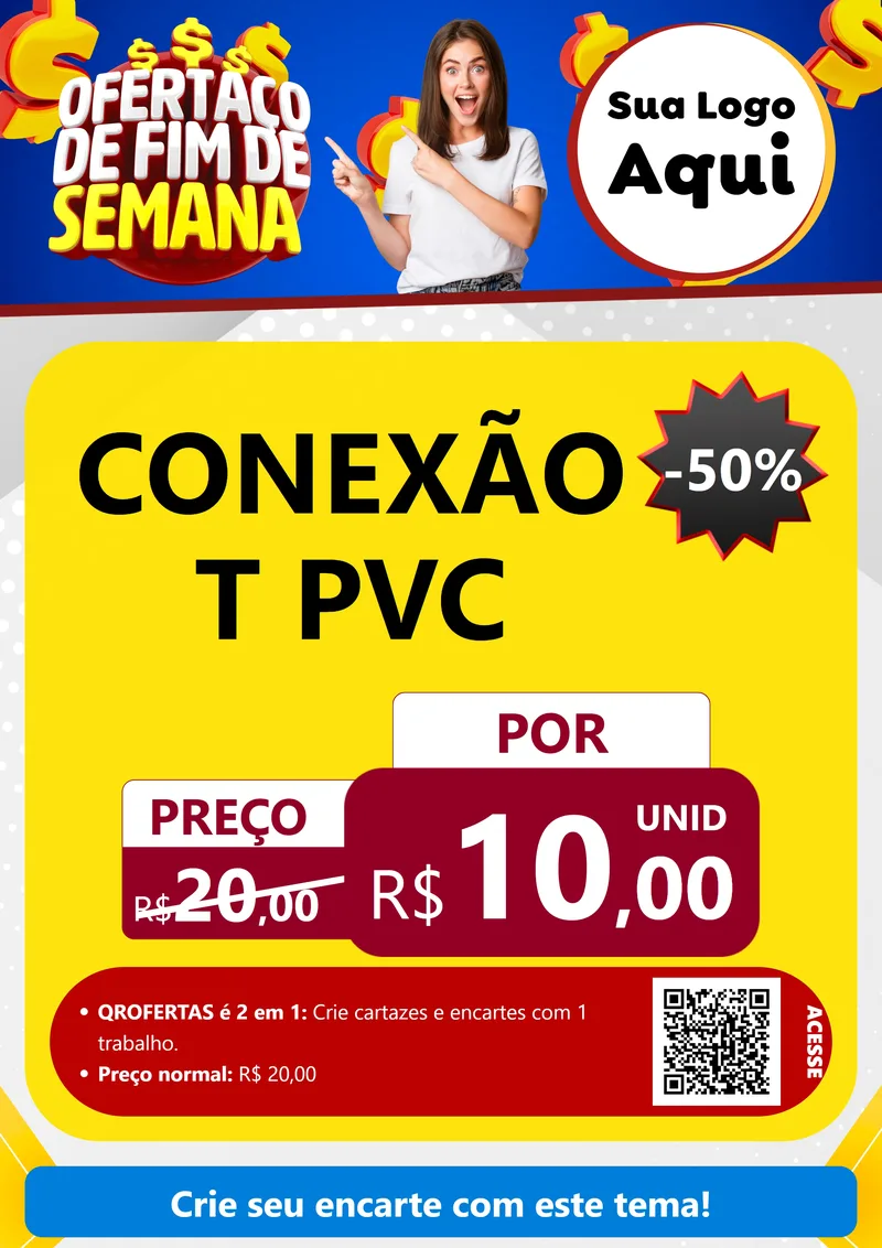 Modelo de Cartaz para Cartaz A4 Vertical com o tema Ofertaço de Fim de Semana para Tubos e conexões