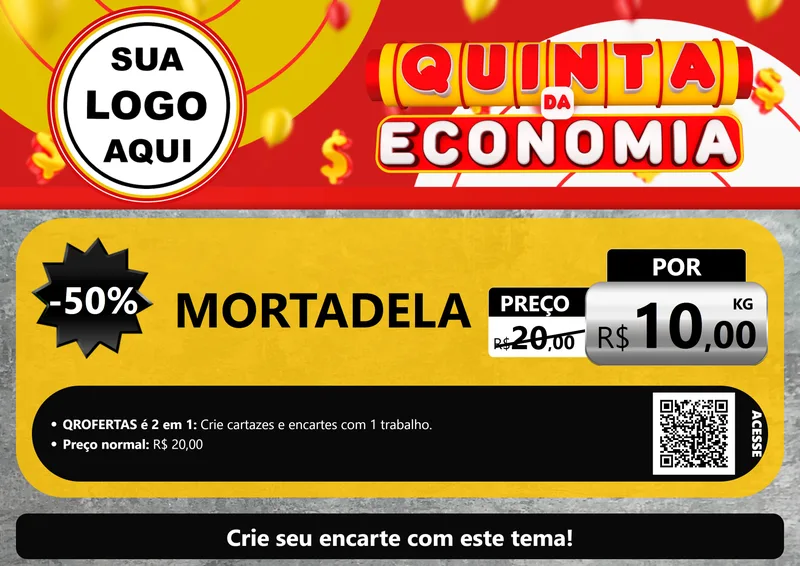 Modelo de Cartaz para Cartaz A4 Horizontal com o tema Quinta da Economia para Frios e Laticínios