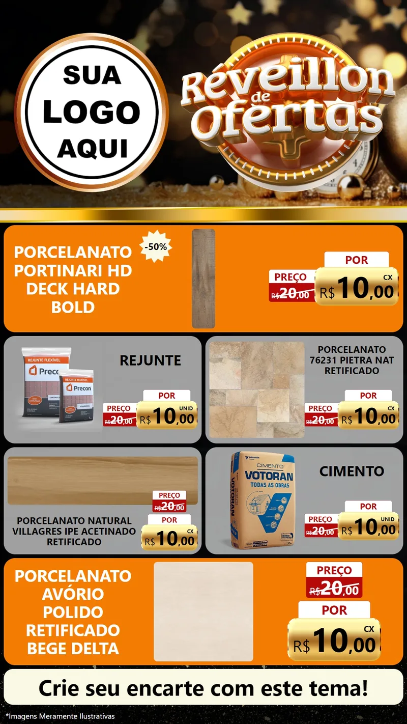 Modelo de TV para TV Vertical com o tema Réveillon de Ofertas para Pisos e revestimentos