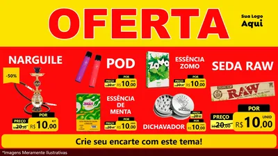 Modelo de TV para TV Horizontal com o tema OFERTA - Vermelho Cartaz para Tabacaria