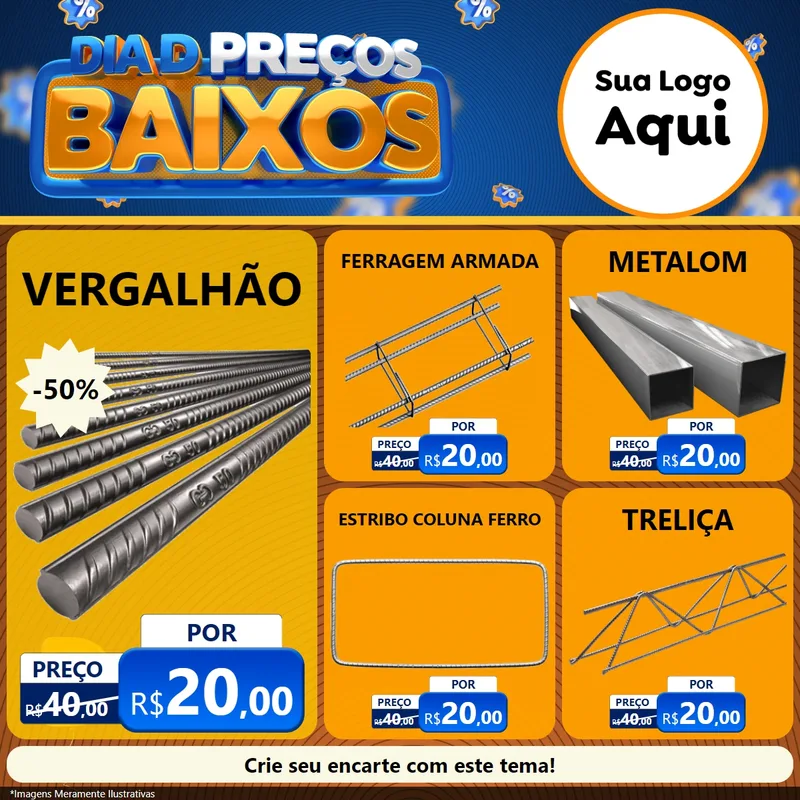 Modelo de Rede Social para Feed Facebook com o tema Dia D Preço Baixo para Ferragens