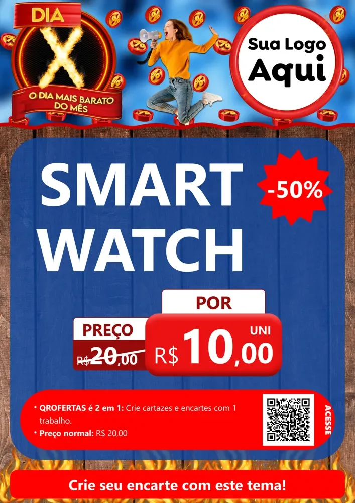 Modelo de Cartaz para Cartaz A4 Vertical com o tema Dia X - O Dia Mais Barato Do Mês para Informática