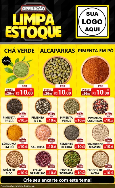Modelo de Encarte para Encarte Grande com o tema Operação Limpa Estoque para Produtos Naturais