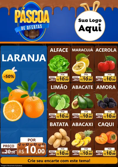 Modelo de Encarte para Encarte A4 Vertical com o tema Páscoa de Ofertas para Hortifrúti
