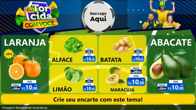 Modelo de TV para TV Horizontal com o tema Na Torcida Com Você - Copa para Hortifrúti