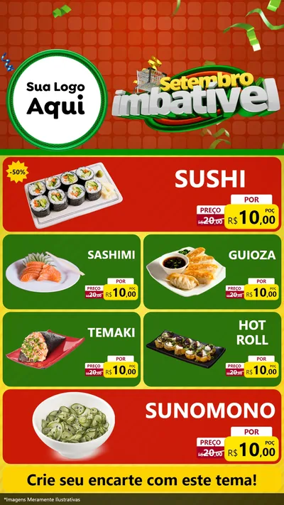 Modelo de TV para TV Vertical com o tema Setembro Imbatível para Comida japonesa