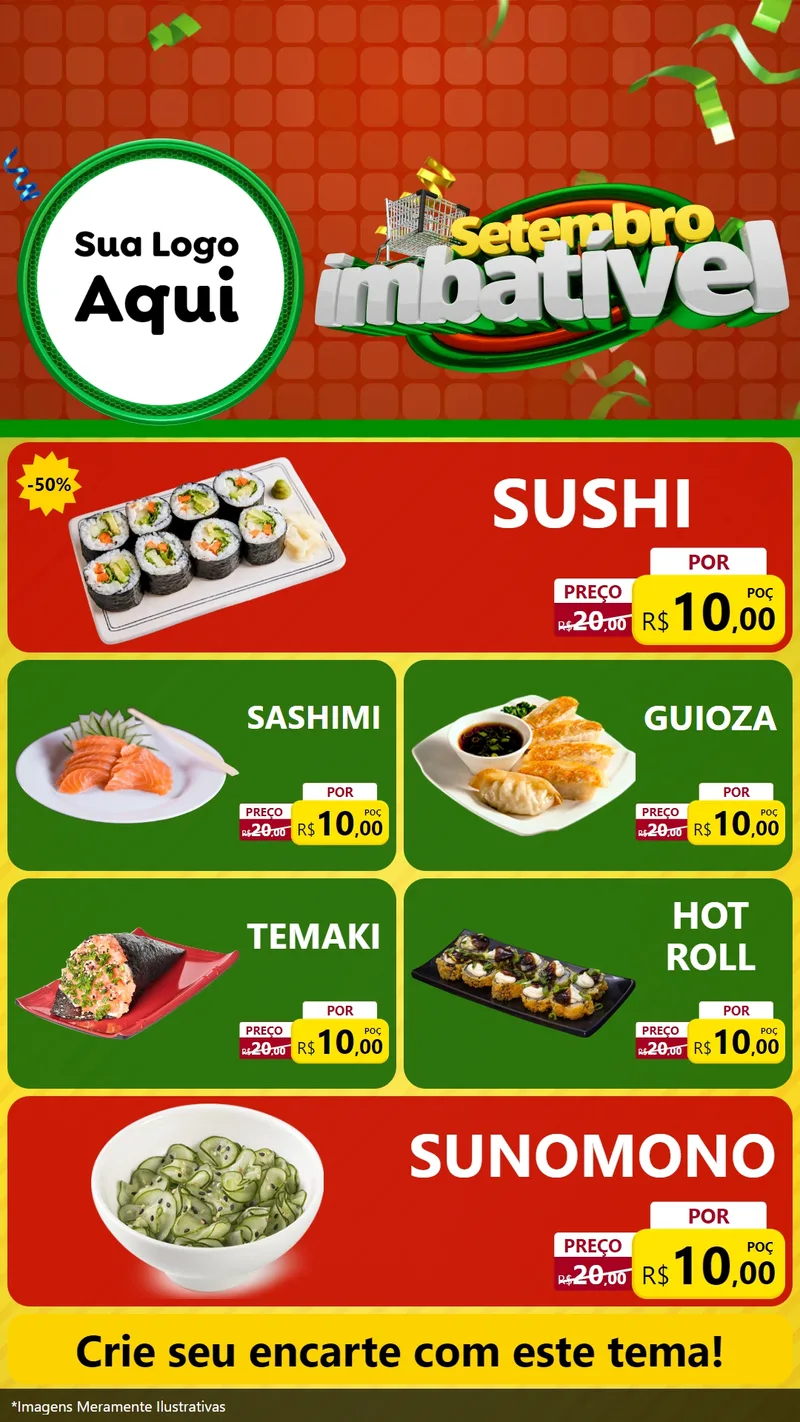Modelo de TV para TV Vertical com o tema Setembro Imbatível para Comida japonesa