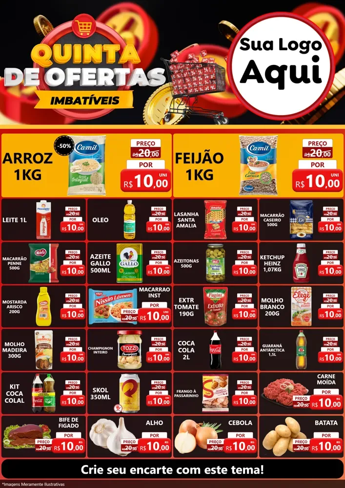 Modelo de Encarte para Encarte A4 Vertical com o tema Quinta de Ofertas Imbatíveis para Supermercado