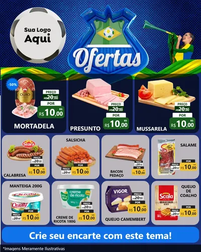Modelo de Rede Social para Feed Instagram com o tema Ofertas (Futebol) para Frios e Laticínios