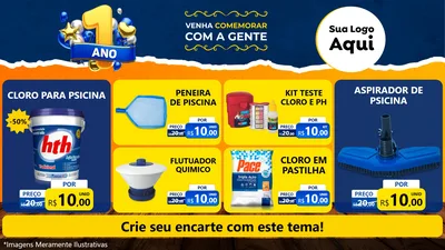 Modelo de TV para TV Horizontal com o tema Um Ano de Aniversário para Produtos para Piscina