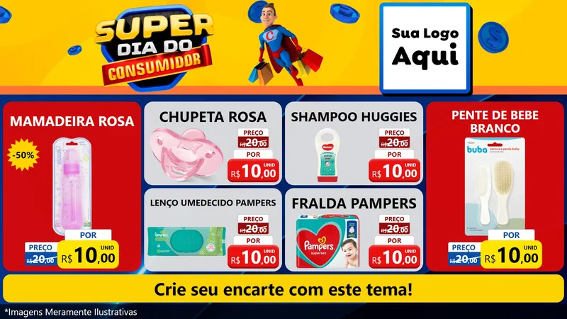 Modelo de TV para TV Horizontal com o tema Super Dia do Consumidor para Bebês