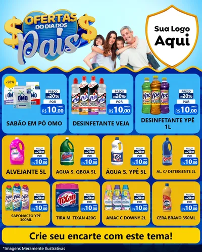 Modelo de Rede Social para Feed Instagram com o tema Ofertas do Dia dos Pais para Produtos de Limpeza