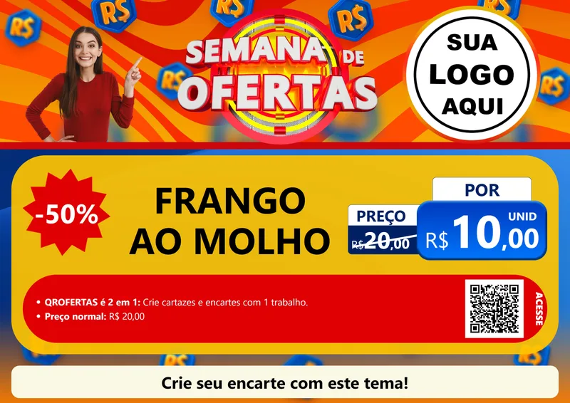 Modelo de Cartaz para Cartaz A4 Horizontal com o tema Semana de Ofertas para Restaurante