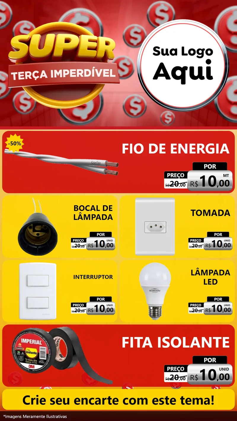 Modelo de TV para TV Vertical com o tema Super Terça Imperdível para Materiais Elétricos