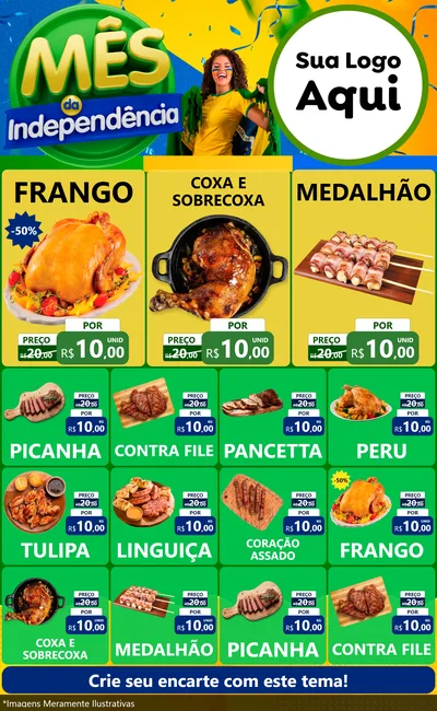Modelo de Encarte para Encarte Grande com o tema Mês da Independência para Assados