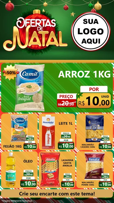 Modelo de Rede Social para Stories com o tema Ofertas de Natal para Supermercado
