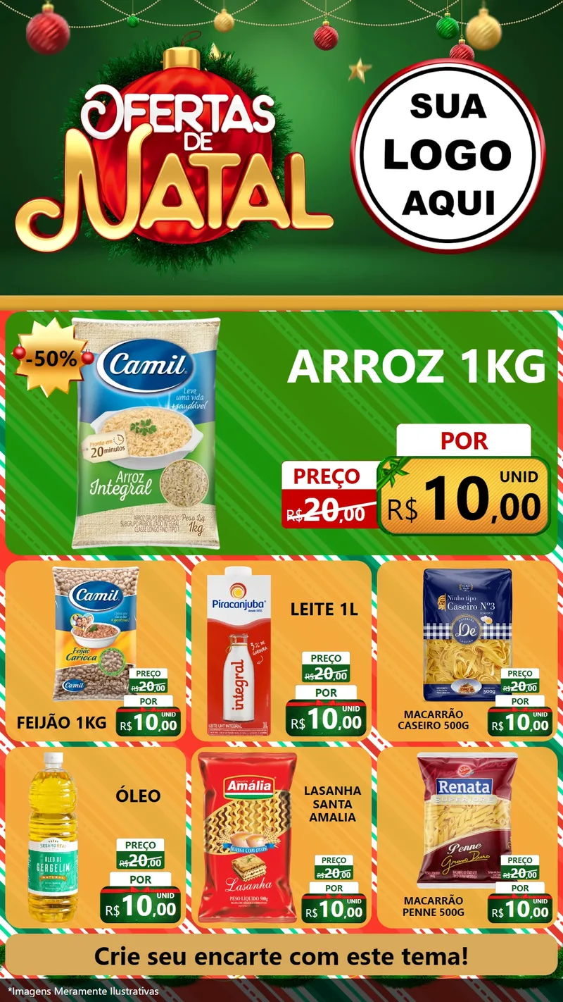 Modelo de Rede Social para Stories com o tema Ofertas de Natal para Supermercado