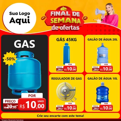 Modelo de Rede Social para Feed Facebook com o tema Final de Semana de Ofertas para Água e gás