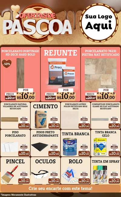 Modelo de Encarte para Encarte Grande com o tema Ofertas de Páscoa para Pisos e revestimentos