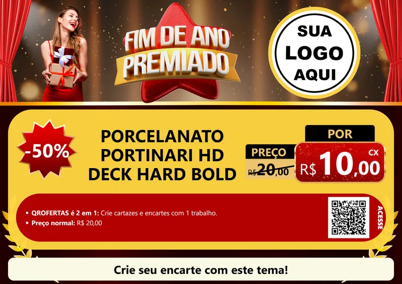Modelo de Cartaz para Cartaz A4 Horizontal com o tema Fim de Ano Premiado para Pisos e revestimentos