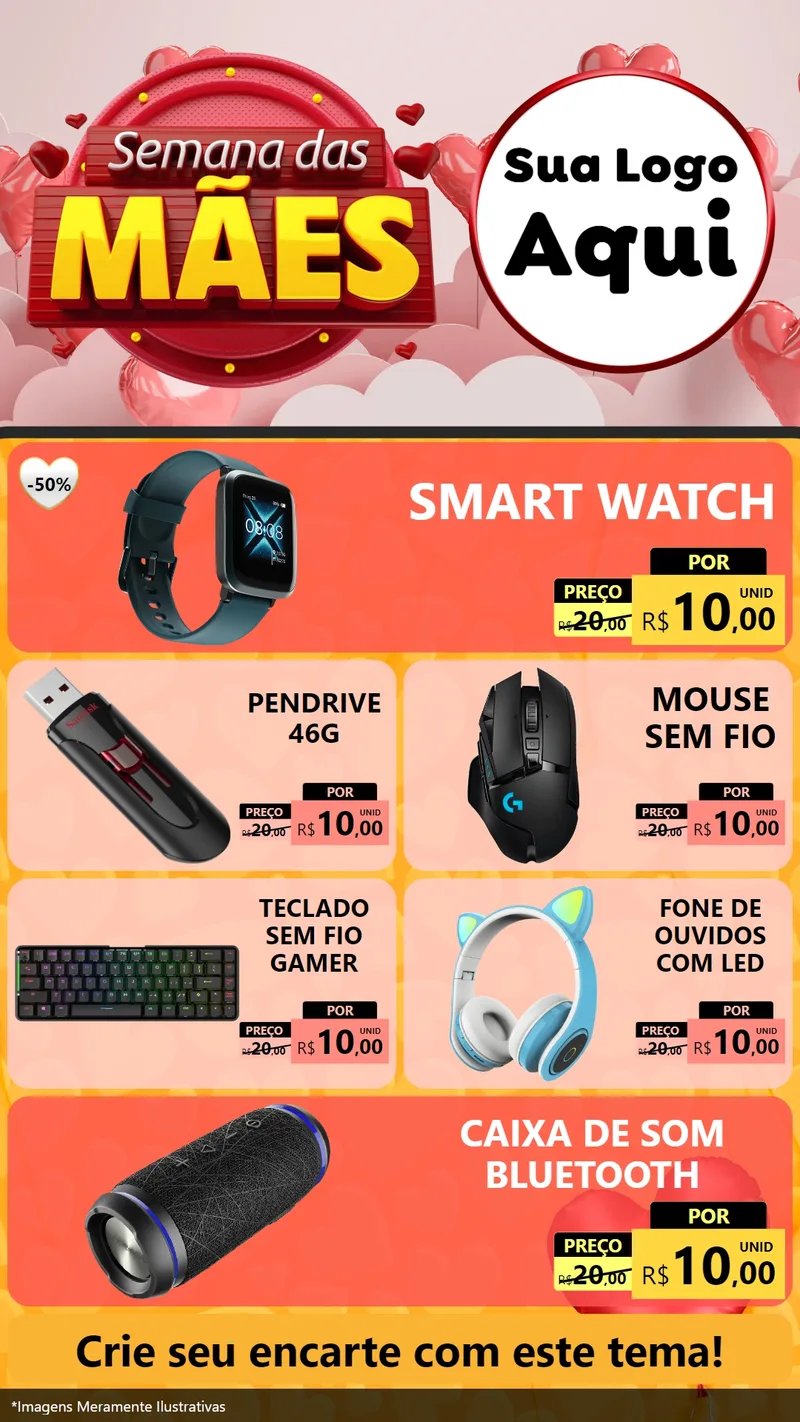 Modelo de TV para TV Vertical com o tema Semana das Mães para Informática