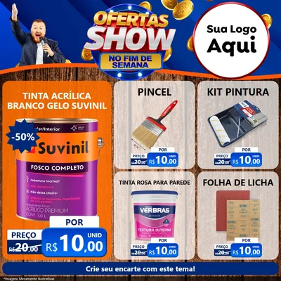 Modelo de Rede Social para Feed Facebook com o tema Ofertas Show No Fim De Semana para Tintas e Ferramentas