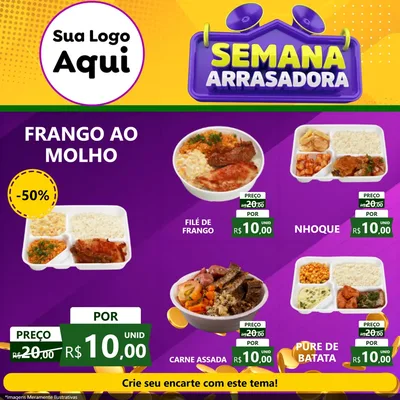 Modelo de Rede Social para Feed Facebook com o tema Semana Arrasadora para Restaurante