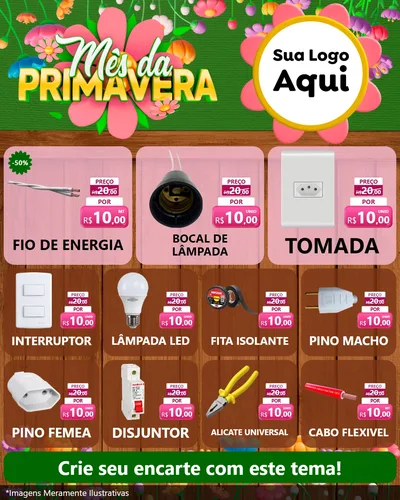 Modelo de Rede Social para Feed Instagram com o tema Mês da Primavera para Materiais Elétricos