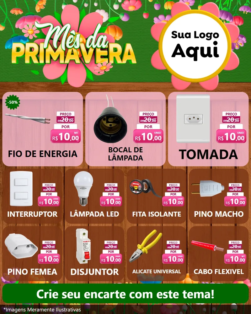Modelo de Rede Social para Feed Instagram com o tema Mês da Primavera para Materiais Elétricos