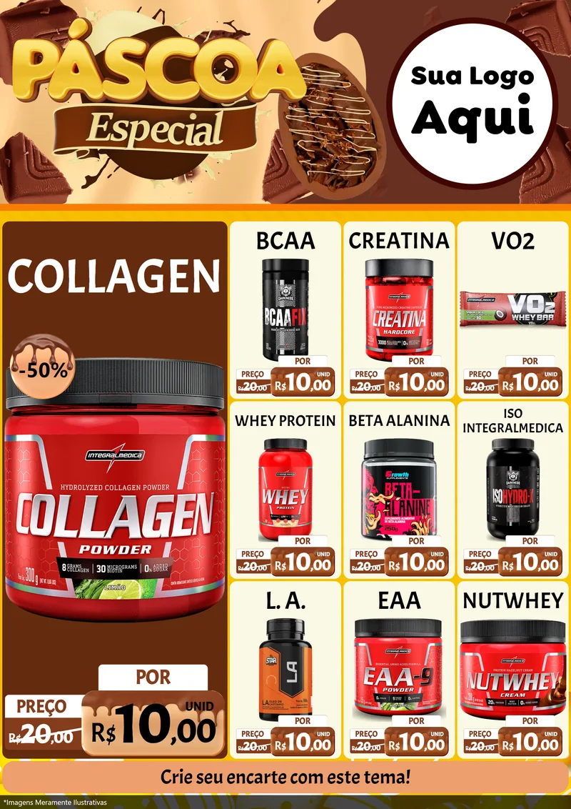 Modelo de Encarte para Encarte A4 Vertical com o tema Páscoa Especial para Suplementos alimentares