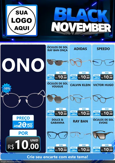 Modelo de Encarte para Encarte A4 Vertical com o tema Black November para Óticas