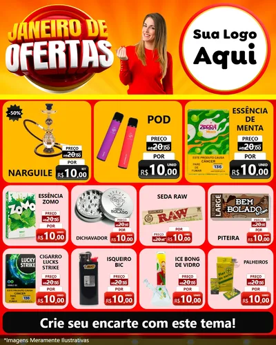 Modelo de Rede Social para Feed Instagram com o tema Janeiro de Ofertas para Tabacaria