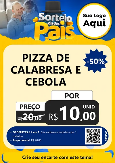Modelo de Cartaz para Cartaz A4 Vertical com o tema Sorteio Dia Dos Pais para Pizzaria