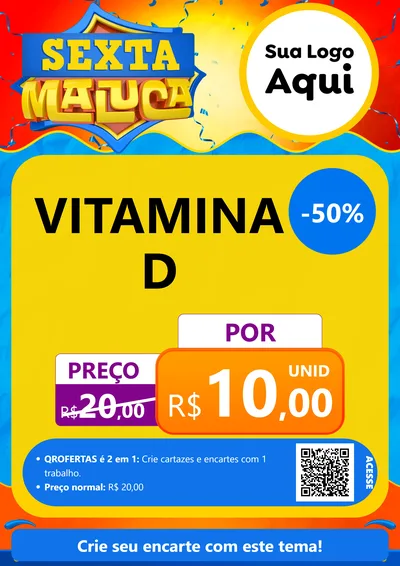 Modelo de Cartaz para Cartaz A4 Vertical com o tema Sexta Maluca para Farmácia