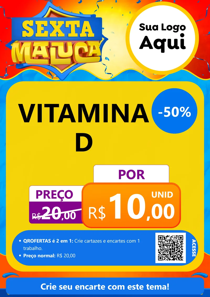 Modelo de Cartaz para Cartaz A4 Vertical com o tema Sexta Maluca para Farmácia